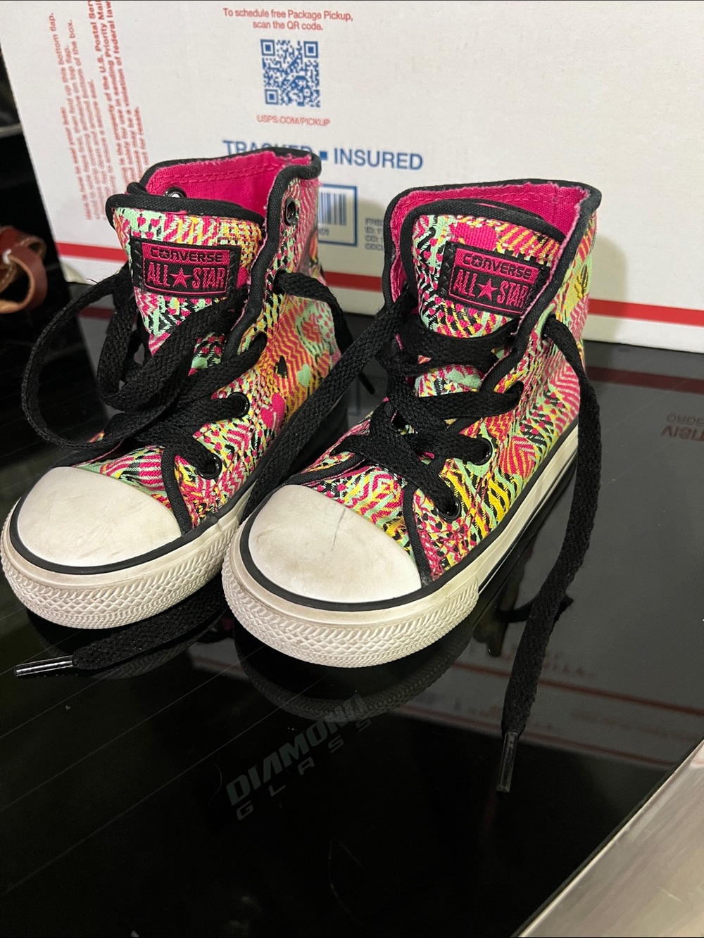 Converse Neon Pink Multi-Color High Top Sneakers